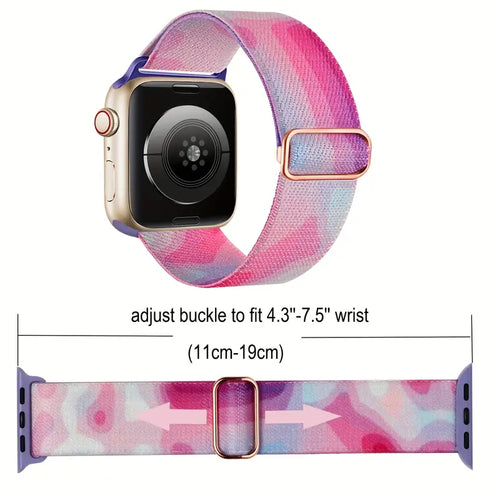 Elastic Nylon Loop Bands, Adjustable Colorful Watchband For Apple Watch Strap
