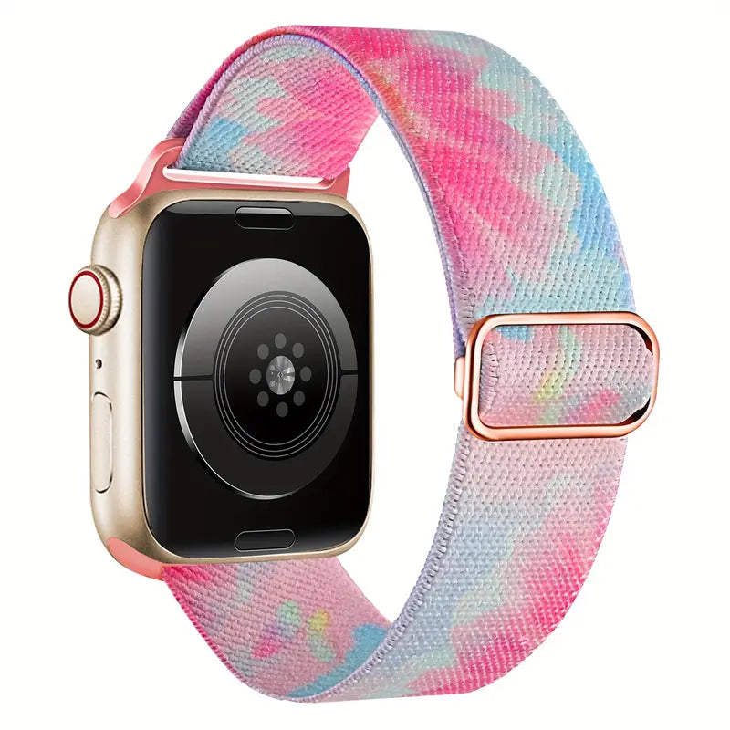 Elastic Nylon Loop Bands, Adjustable Colorful Watchband For Apple Watch Strap
