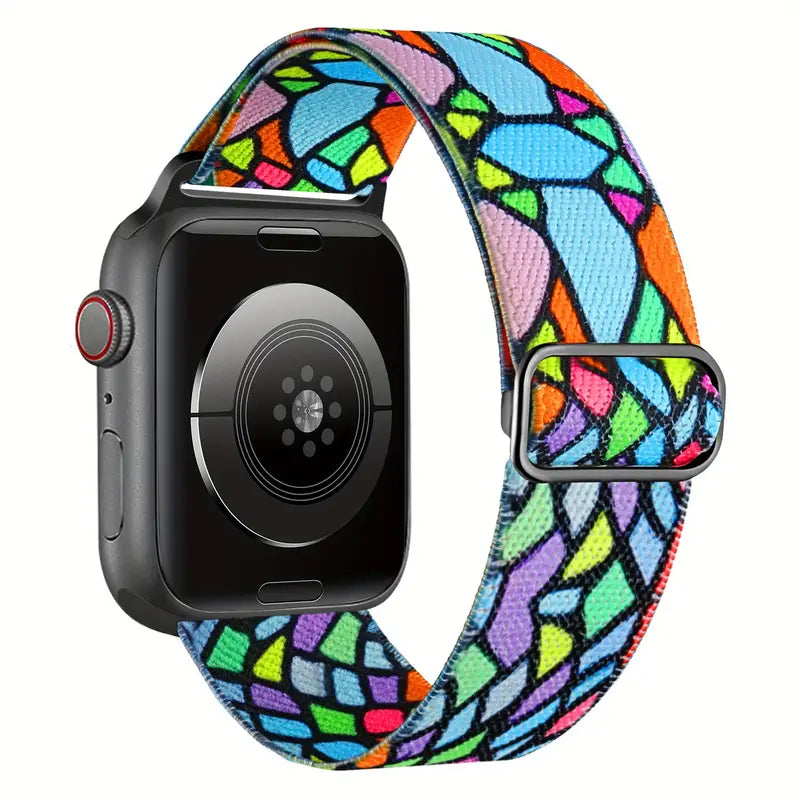 Elastic Nylon Loop Bands, Adjustable Colorful Watchband For Apple Watch Strap